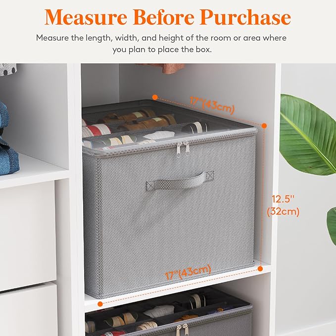 Lifewit Shoe Storage Organizer for Closet, Fabric Large Shoe Box Storage Containers with Clear Cover, Foldable Bins for Boots Heels Sneakers Fits 24-32 Pairs (Each 12-16 Pairs) 2 Pack Light Gray