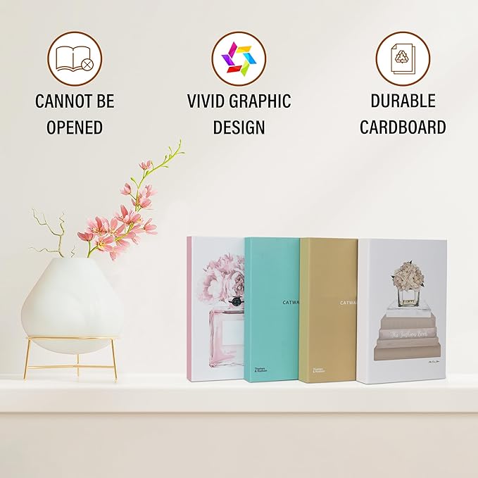 PROBENEX Blush Large | 4 PCS Faux Decorative Books for Home Decor | Not Real Books (Cardboard Boxes) | Coffee Table, Bookshelf & Shelf Styling Display Props for Living Room, Office