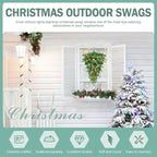 Pre-lit Artificial Christmas Teardrop Swag With 30 LED - 24 in Pine Greenery for Staircase Decorations