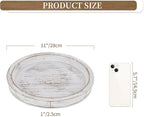 Hanobe Candle Plate Holder Tray: Round White Wood Decorative Tray Decor - Rustic Farmhouse CoffeeTable Decor - Tealight Pillar Trays for Home Decor