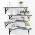 ROMGUAR CRAFT Corner Floating Shelves Wall Mounted Set of 4, Rustic Wood Storage Display Shelves for Home Decor, Bathroom, Kitchen, Bedroom, Living Room, Office (Grey)