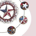 TEMPUS 18" Patriotic Wreath with Burlap Flag Star Artificial 4th of July Decor for Front Door, Indoor Wall & Gifting