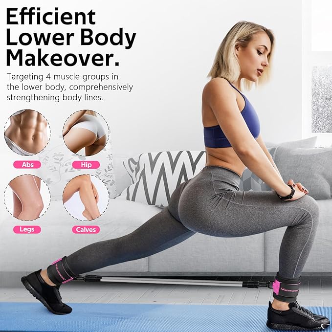 Ankle Resistance Bands with Cuffs, Ankle Bands for Working Out, Ankle Resistance Band for Legs and Glutes Workout Equipment, Butt Exercise Equipment for Women