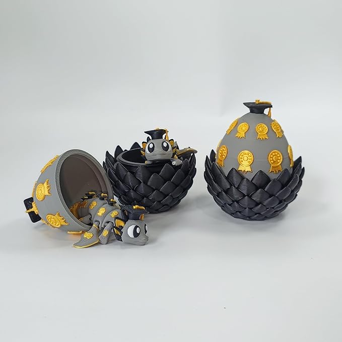 Enchanted 3D Egg with Miniature Inside - Handcrafted Printed Collectible | Fantasy Decor & Gift (Graduation Dragon & Egg (Box))