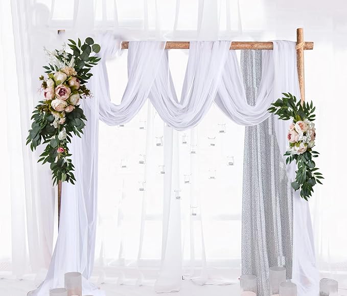 Machoo Decorative Swags Wedding Arch Flowers Swags Artificial Flowers for Decoration 2 Pcs Peony Flower Swag for Wedding Decor Welcome Sign Wedding Arch Lintel Decor (Champagne)