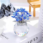 Qianwei Blue Forget Me Not Crystal Flowers - Sympathy Glass Flowers Collectible Figurines Decor Paperweight Ornament Home Office Table Desk Decorations
