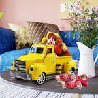 Metal Truck Decor with Artificial Flower Vintage Farm Pickup Farmhouse Tabletop Tiered Tray Decor, Rustic Farmhouse Decor for Table Top Decor Home Kitchen(Yellow)