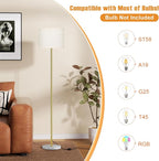 Ambimall 60'' Modern Floor Lamp with Shade, Tall Lamps for Living Room, Bedroom, Office, Dining Room, Gold Standing Lamp with Marble Base(Without Bulb)
