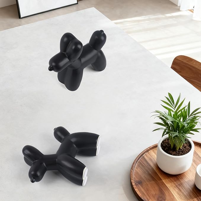 Notakia Cute Ceramics Black Balloon Dog Statue Crafts Living Room Desktop Decorations,Handmade Modern Small Ceramic Animal Statue Ornament Home Decor Accents (Black, Large)