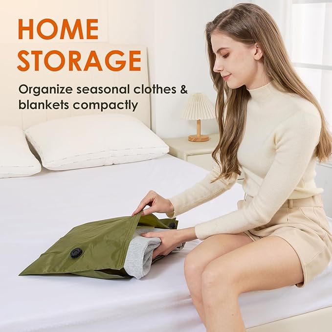 Vacuum Storage Bags with Electric Pump & Hand Compression, 4 Pack Heavy Duty Vacuum Seal Bags for Clothing, Bedding, Space Saver Bags Includes Smart QR Code for Inventory Tracking