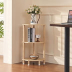 YUFAM 3-Tier Corner Shelf with Sturdy 5-Leg Base, Wooden Corner Bookshelf for Small Spaces, Small Corner Table for Living Room, Bedroom, Bathroom, Natural