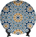 Turkish Decorative Plate Stand, 6 Inch, Blue Round Display Plate, Table Top Plate Decor with Stand, for Home Kitchen Bedroom Decorative Ornaments