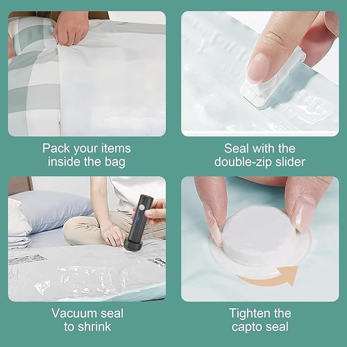 Travel Vacuum Storage Bags with Electric Pump, Multiple Combinations Travel Packing Bags for Luggage and Suitcase, Carry-on Size Compression Space Saver for Clothes and Clothing (D: 8 Combo-EPUMP)