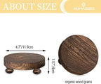 Romadedi Farmhouse Wood Riser for Display- 4 pcs Rustic Decor Mini Wooden Pedestal Decorative Round Tray for Home Table Bathroom Counter Shelf Kitchen, Brown