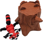 Articulating Animals Raccoon, Fox, Panda, Skunk, Possum with Containers - 3D Printed Articulated Joints ADHD, Autism, Relief Anxiety, Collectible Figurines (Red Panda Tree Stump)