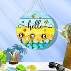 JUESMOS Hello Summer Door Decorations 11.5" Round Sunflowers Welcome Sign for Front Door Decor Farmhouse Hello Summer Hanger Sign for Porch Wreaths Home Office Wall Decorations