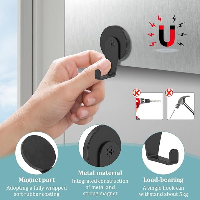 Magnetic Wreath Hanger, Heavy Duty Magnets with Hook for Refrigerator, Christmas Decoration Magnetic Hooks for Metal Front Door, Cruise Hook Hanger for Hanging Cabins Grill (Right angled hook-4PCS)