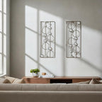 ZEXUIRU 2 Pcs Abstract Metal Art for Wall Decor Living Room Bedroom Bathroom Office Metal Bling Modern Geometric Hanging Vertical Small Iron Sculpture Plaque Pack -Silver 15.7in