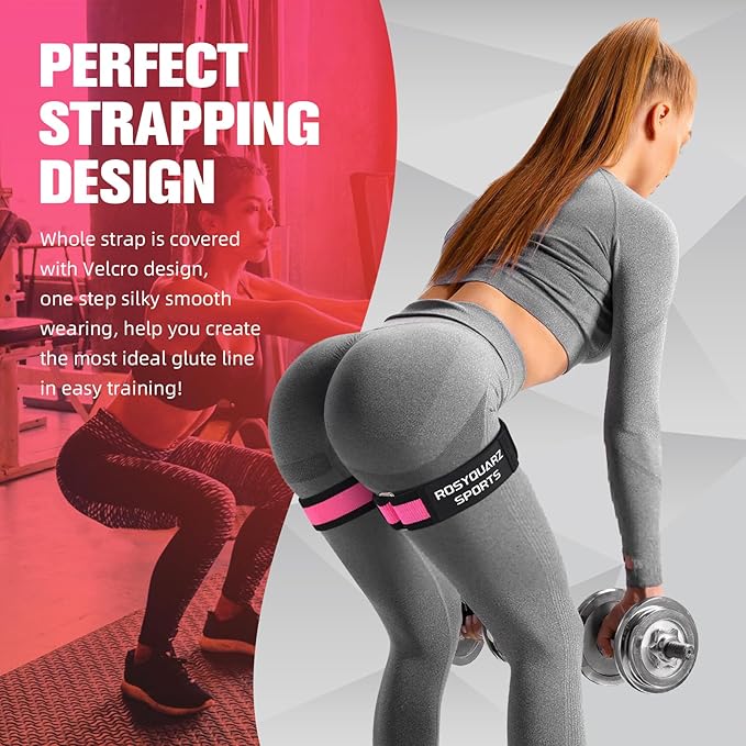 Booty Bands for Working Out, Blood Flow Restriction Bands for Women/Men, Adjustable Velcro Occlusion Resistance Bands BFR Training Bands for Glutes & Hip Building 2 Pack