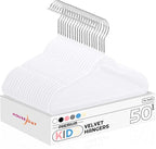 HOUSE DAY 14 Inch Kids Velvet Hangers 50 Pack, Durable Big Kids Hangers for Youth,Teen, Non Slip Kid Felt Hanger, Cute Childrens Hanger for Closet, White
