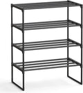 SONGMICS Shoe Rack, 4-Tier Shoe Organizer, Metal Storage Shelf, Upright or Upside Down, for 10-15 Pairs, Stackable, for Entryway, 11.8 x 26.8 x 28.4 Inches, Black ULSA204B01