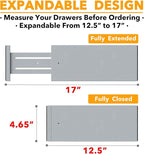SpaceAid Bamboo 4 Pack Dresser Drawer Dividers, 4.65“ High Adjustable 12.5“-17” Drawer Organizers, Expandable Organization for Clothing, Clothes, Dressers, Gray