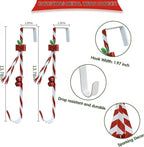2 Pack Wreath Hangers for Front Door,Christmas Decoration Metal Over The Door Wreath Hanger Ornament,Candy Cane Wreath Hanger