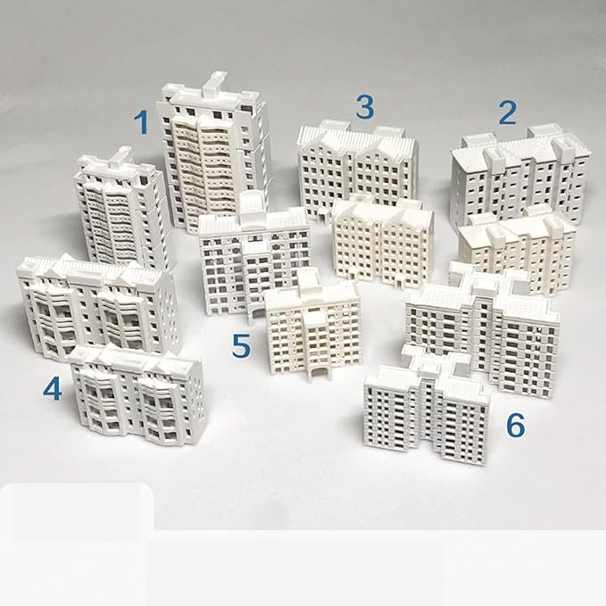 XISAOK Realistic Apartment Building Model Unpainted Craft Project Miniature Landscape Design 1/800s Scale Solid Structure Miniature Apartment Building Model