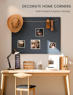 Fluxynara Large Bulletin Board, 47.2" x 35.4" Cork Board Alternative with 24 Safe Removable Adhesive Tabs, Foldable Felt Pin Board for Home Office, Classroom, Bedroom,Entryway for Walls—Carbon Blue