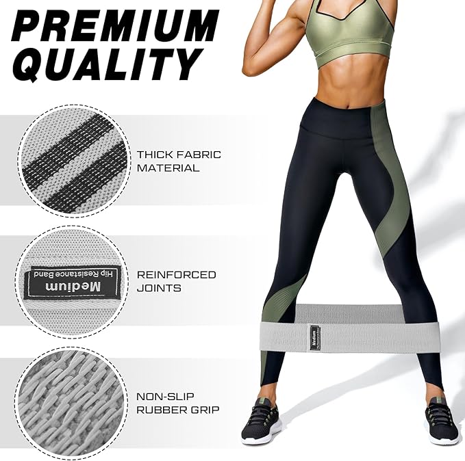 12 Pcs Fabric Resistance Bands for Working Out Booty Workout Stretch Exercise Bands Non Slip for Legs Squat Resistance Loop for Women Men Starter Butt Hip Thigh Fitness
