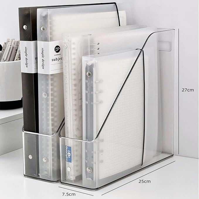4-Pack Acrylic Vertical Magazine Holder & Book Organizer Clear Desktop File Storage Rack for Office/Home, Includes 3 Silicone Bookmarks (Space-Saving Design)
