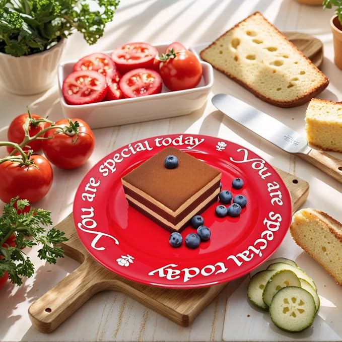 You Are Special Today Red Plate – 10.6" Ceramic Celebration Plates for Birthdays, Weddings, Anniversaries, Baby Showers, Graduations, Milestones, and Other Special Days (Red Plate)
