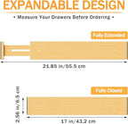 BAMBUROBA Bamboo Drawer Dividers, Adjustable Kitchen Drawer Organizer for Clothes,17-22" Expandable Drawer Organization Separators for Bedroom,Bathroom,Dresser and Office,6-Pack