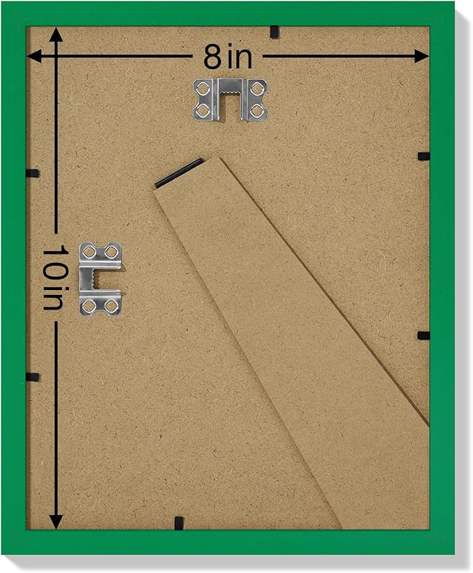 Vittanly 8x10 Picture Frames Set of 9, Shatter Resistant Plexiglass, Display 5x7 Pictures with Mat or 8x10 without Mat, Photo Frames for Wall or Tabletop, Engineered Wood, Green