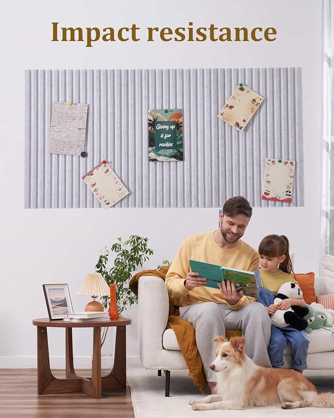 48 x 32 inches Large Bulletin Board, Decorative Felt Pin Board, 0.35“ Thick Foldable Photo Display Board with Self-Adhesive Tape, Vision Board for School Home Kitchen Office Walls - Camel