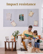 24 x 16 inches Large Bulletin Board, Decorative Felt Pin Board, 0.35“ Thick Foldable Photo Display Board with Self-Adhesive Tape, Vision Board for School Home Kitchen Office Walls - Beige