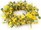 J'FLORU Artificial Spring Wreath 22 Inch Summer Wreaths for Front Door Yellow Daisy Wreath for Indoor Outdoor Home Decor and Easter Celebration