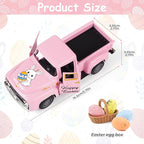 Spring Truck Decor, Pink Egg Bunny Truck Decorations for Home Indoor, Mini Basket Eggs Truck Tiered Tray Decor, Spring Rustic Farmhouse Kitchen Tabletop Decorations for Office