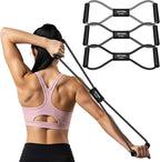 Figure 8 Resistance Bands for Arm, Back, 3 Level Latex Heavy Exercise Bands with Handles for Strength Training, Full Body Workout, Physical Therapy, Pilates, Yoga, Home Gym Equipment for Women