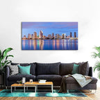 San Diego City Wall Art USA Cityscape Wall Decor Sunset San Diego Skyline Canvas Prints Picture California Night View Painting Poster Modern Artwork for Bedroom Living Room Home Decorations 24x48”