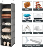 MAX Houser 6 Tier Shelf Hanging Closet Organizer, Closet Hanging Shelf with 2 Sturdy Hooks for Storage, Foldable (Grey)