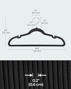 SONGMICS Velvet Hangers 10 Pack, Non-Slip Clothes Hangers with Shoulder Notches, Pants Bar, 360° Swivel Hook, Space-Saving, for Closet, Ink Black UCRF029B01