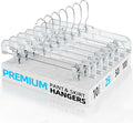 HOUSE DAY Clear Pants Hangers with Clips 25 Pack, Non-Slip Skirt Hangers for Women, Upgraded Heavy Duty Plastic Clip Hanger for Pants, Trousers, Jeans, 14" Short Hanger, 360-Rotating Swivel Hook