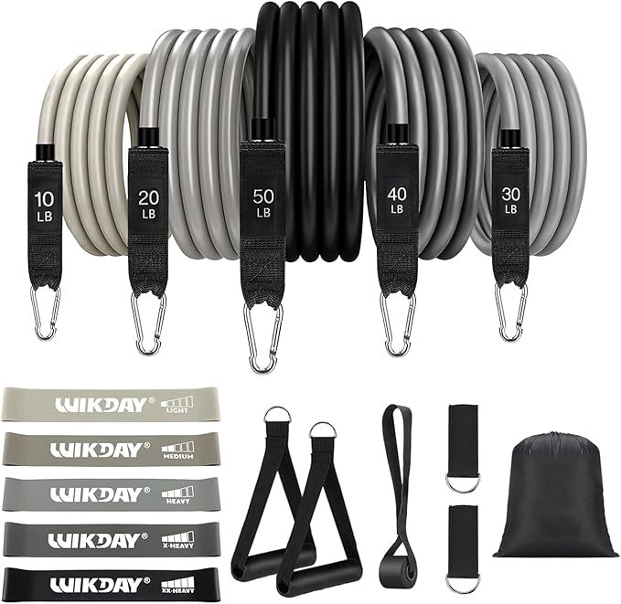 Exercise Resistance Bands with Handles for Working Out, 150/200/250/300 Lbs Workout Bands Set with Door Anchor for Physical Therapy, Yoga, Pilates