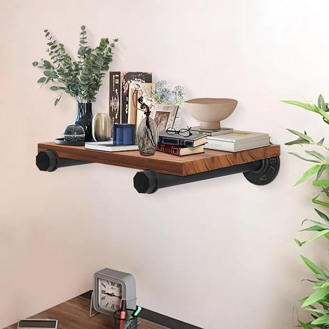 2 Pcs 12 Inch Industrial Pipe Clothes Rack DIY Wall Mounted, Heavy Duty Rustic Vintage Clothing Rod, Metal Garment Bar Multi-Purpose Hanging for Bedroom, Bathroom, Cabinet and Laundry Room