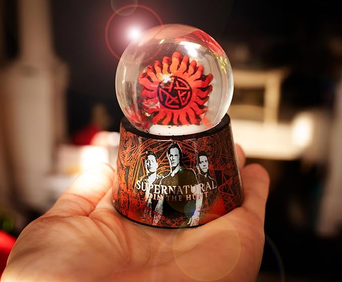 Supernatural Join The Hunt Anti-Possession Symbol Light-Up Mini Adult Snow Globe with Glitter Display | 2.75 Inches Tall