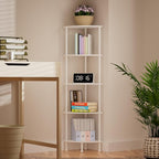 5-Tier Corner Shelf Stand, 52" Industrial Corner Display Rack for Living Room, Bookshelf, Tall Display Shelf, Plant Stand, Storage Standing Shelf for Bedroom, Bathroom, Kitchen, White