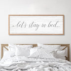 Lets Stay in Bed Wall Decor Above Bed 41.3''×15'' Large Farmhouse Wall Decor for Bedroom Guest Room Decor Framed Wood Wall Art Rustic Master Bedroom Wall Decoration (brown frame)