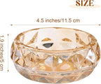 Timgle Glass Ashtray 4 Packs Round Crystal Ash Tray Clear Ashtrays for Home Portable Heavy Duty Decorative Office Patio Indoor Outdoor(Amber)