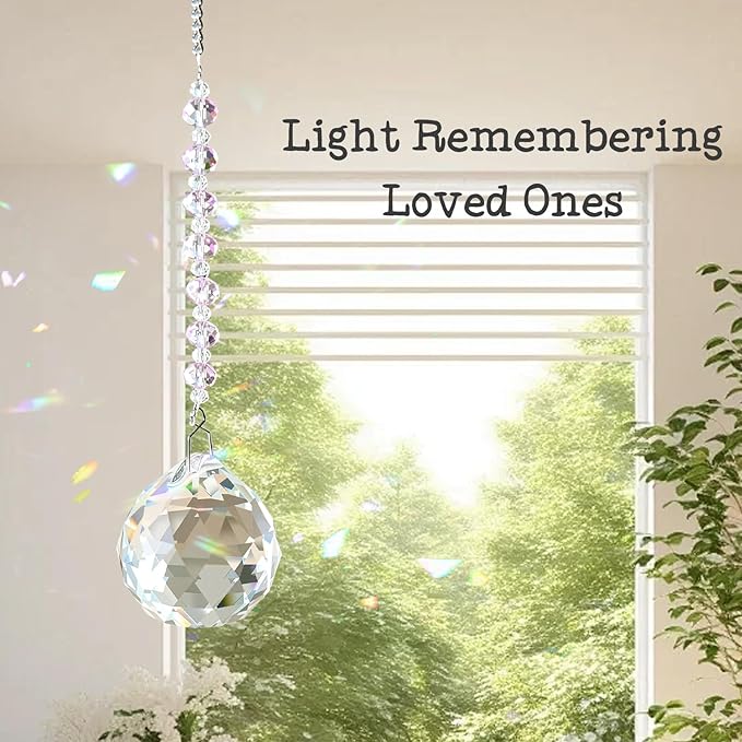 Sympathy Gifts for Loss of Loved One, Crystal Sun Catcher Rainbow Maker, Unique Condolence Memorial for Loss of Mom Dad Dog, Ideal Grief Bereavement Miscarriage Gifts (White)